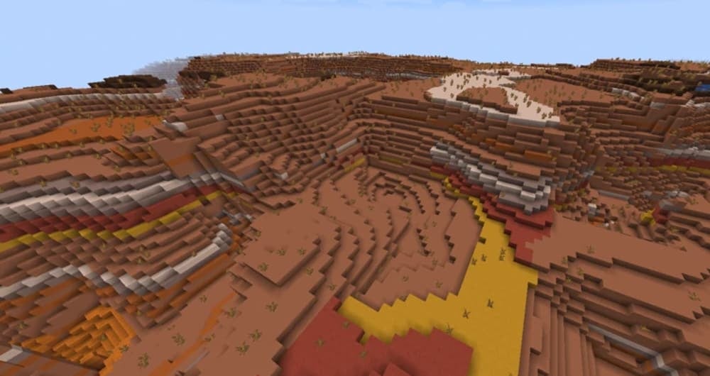 Badlands biome with many small plateaus.