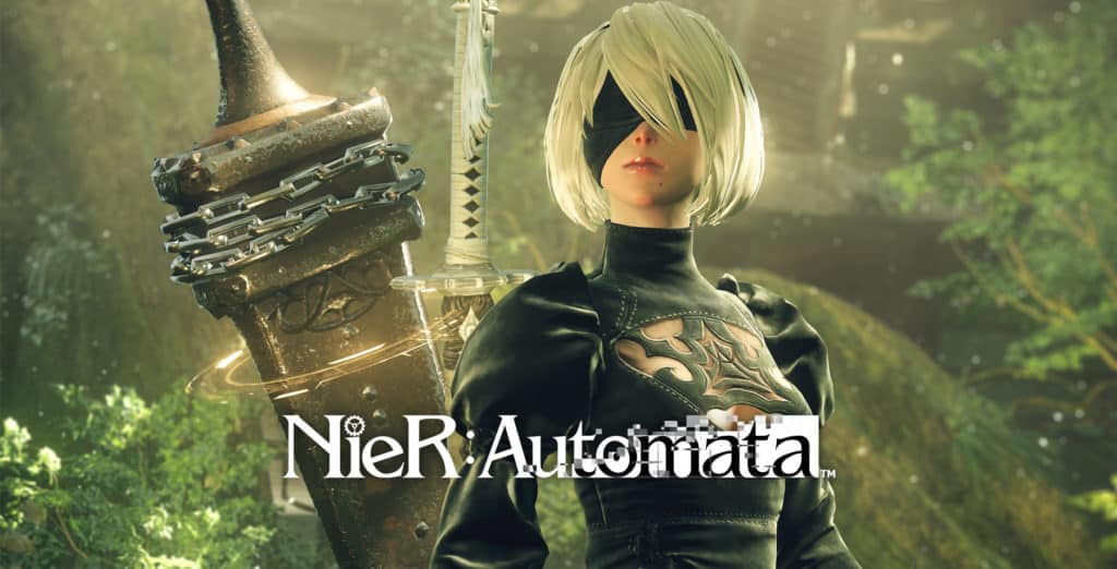 NieR: Automata cover photo featuring 2B and her weapons.