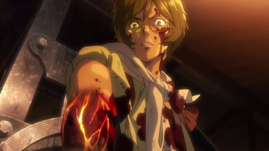 Screenshot from Kabaneri of the Iron Fortress horror anime series.