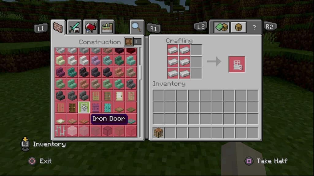 Making Iron Doors on a Crafting Table with 6 Iron Ingots.