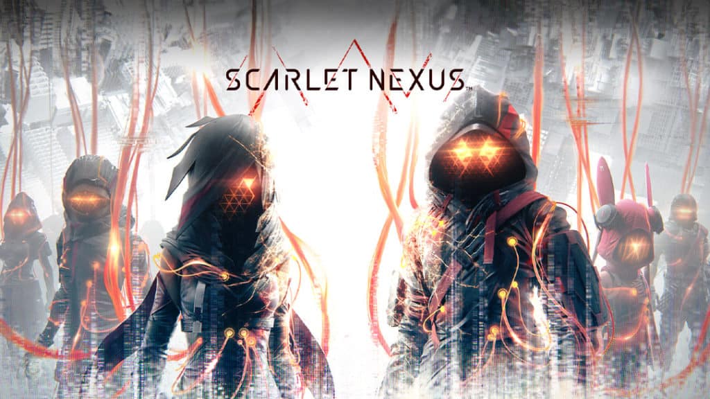 Scarlet Nexus cover photo features the two main characters with their faces hidden.
