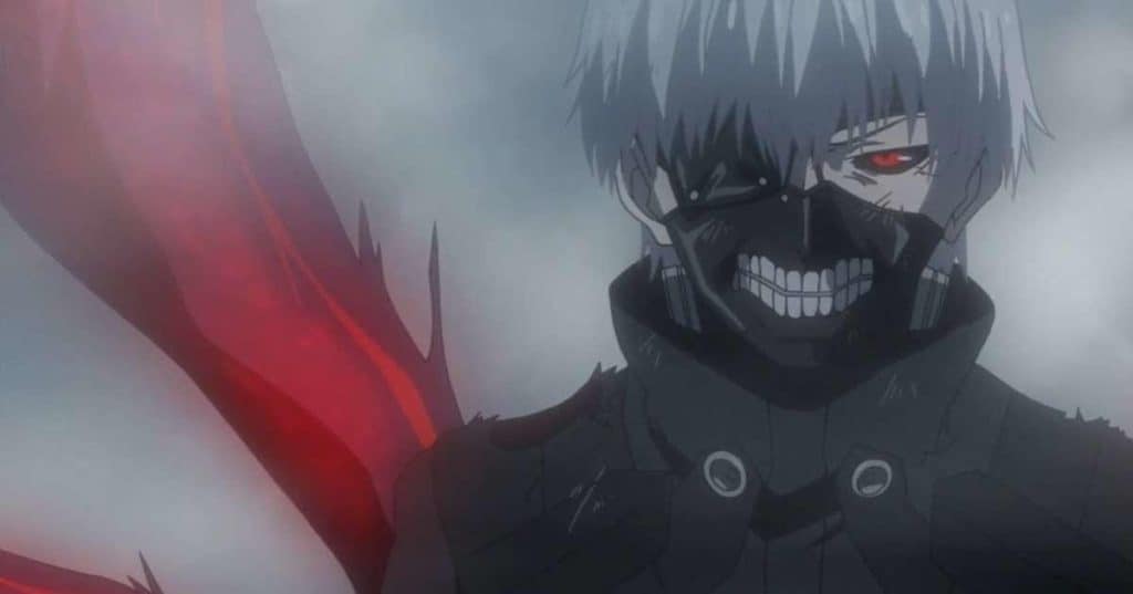 Screenshot from the Tokyo Ghoul horror anime series.