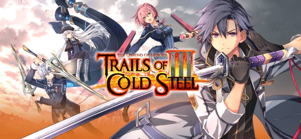 Trails of Cold Steel Three cover photo featuring many of the main characters.