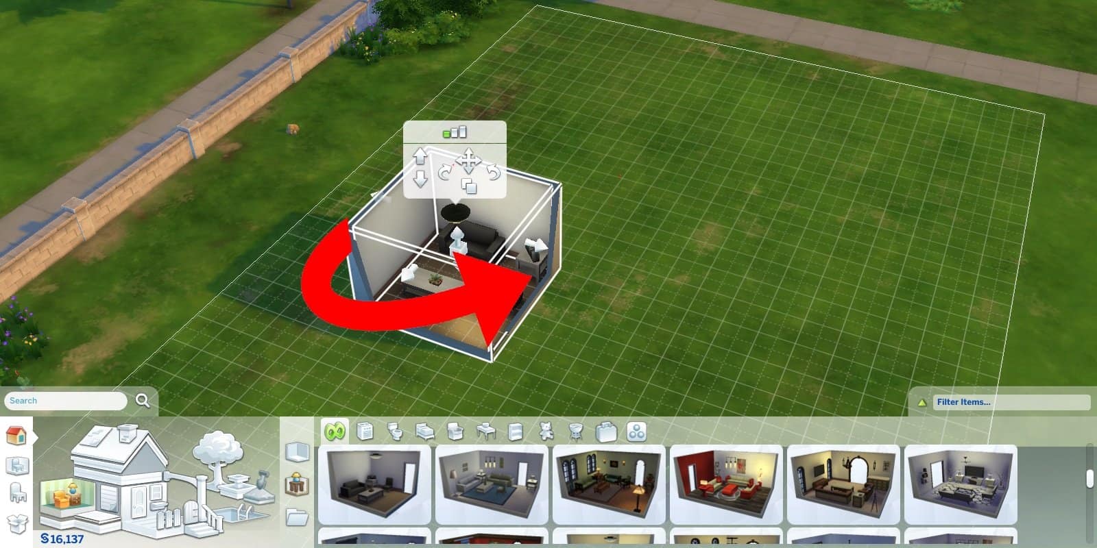 Rotating an object in The Sims 4.