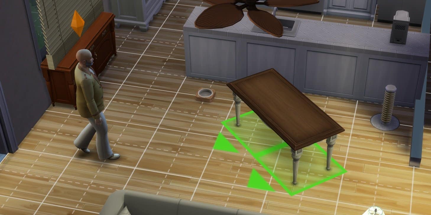 Rotating a table in The Sims 4.