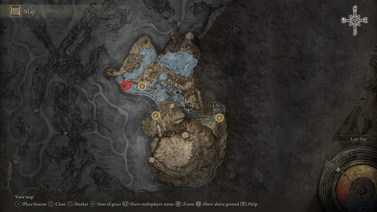The location of the coffin in Deeproot Depths that teleports you to Ainsel River.