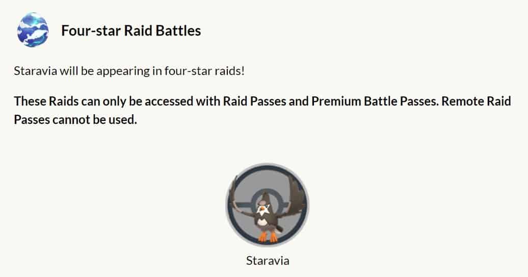 Information about Four-Star Battle Raids featuring Staravia.