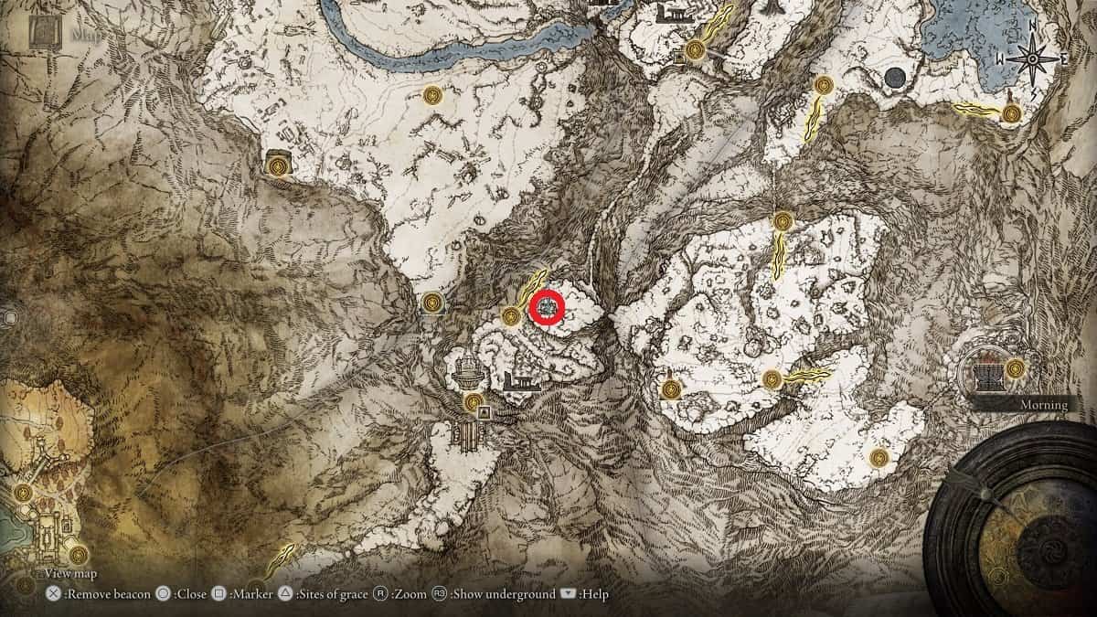 The Giant Conquering Hero's Grave shown on the map.