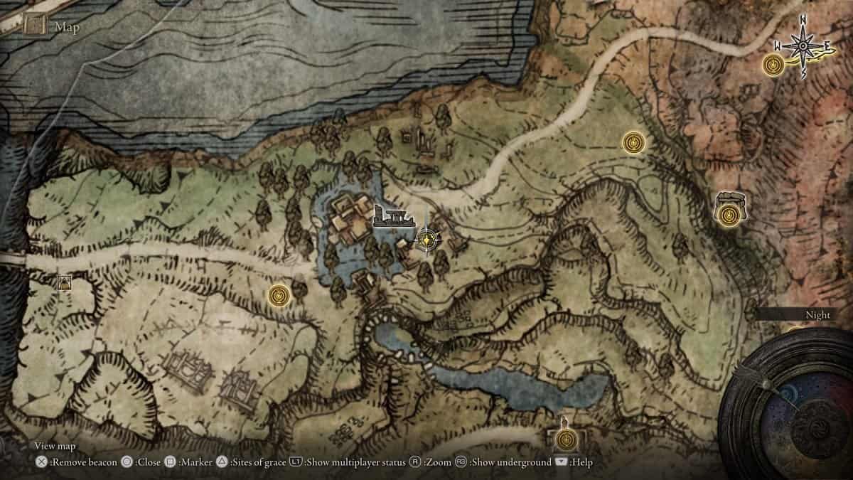 The location of the Green Turtle Talisman marked on the map.