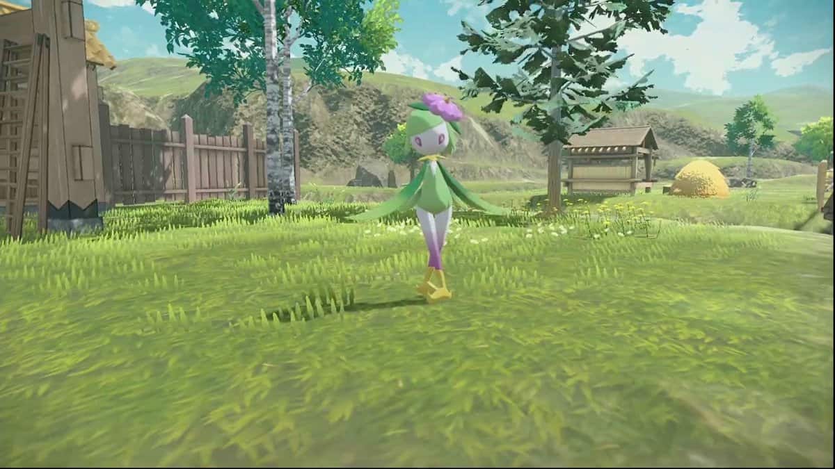 A Lilligant standing in a field by some trees in Jubilife Village.