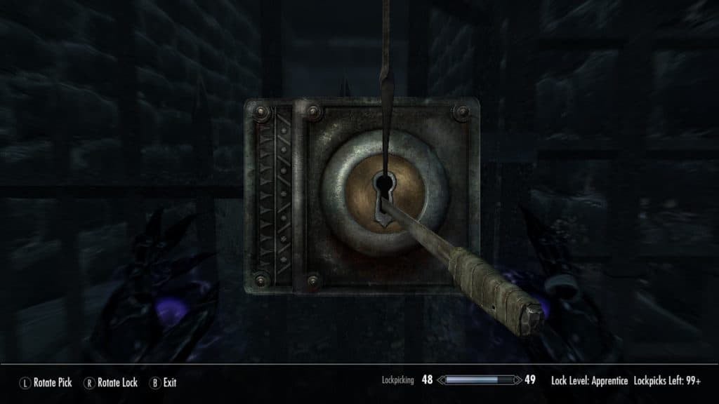 Example of picking a lock in Skyrim.
