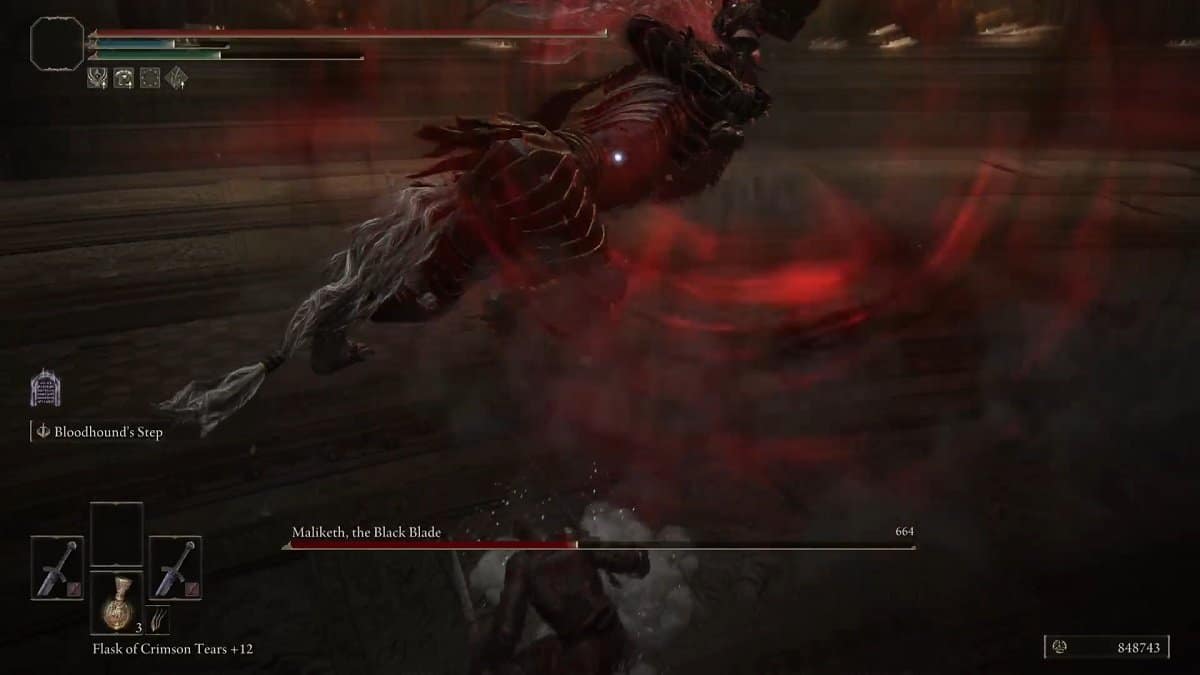 Maliketh roaring during the boss fight.