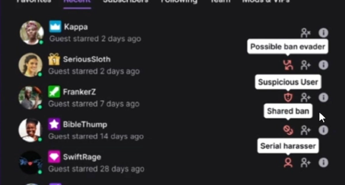 Example of what the Shared Ban feature will look like on Twitch.