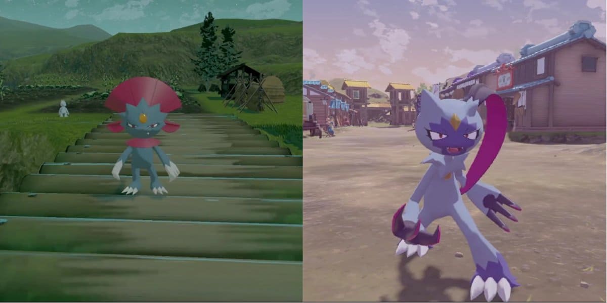 On the left is Weavile and on the right is Sneasler.