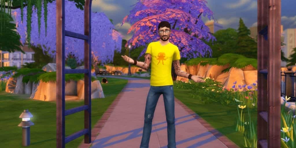 A Sim holds a pose in The Sims 4.