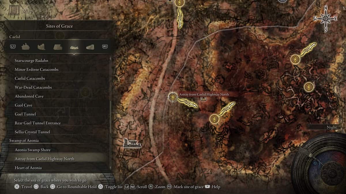 Astray from Caelid Highway North shown on the map.