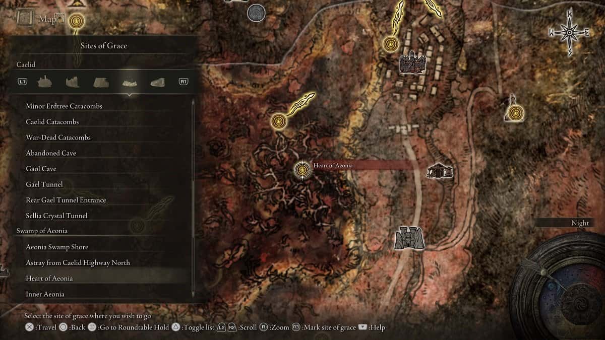 Heart of Aeonia shown on the map.