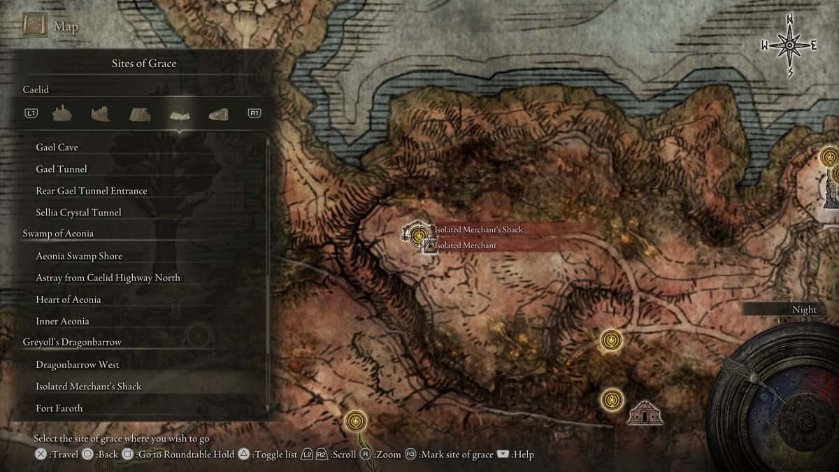 Isolated Merchant's Shack shown on the map.