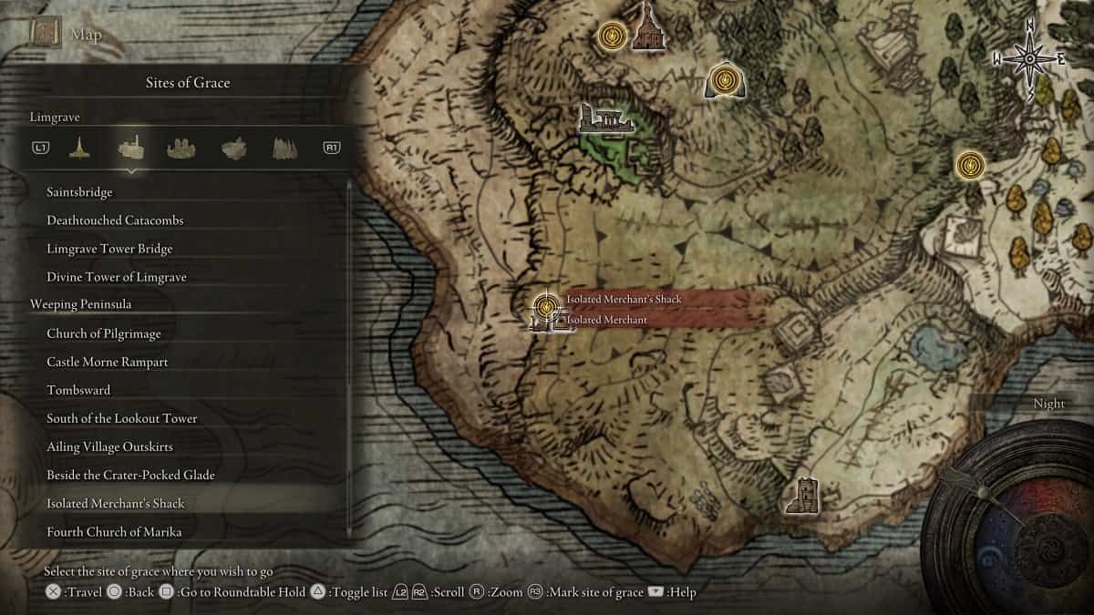 Isolated Merchant's Shack shown on the map.