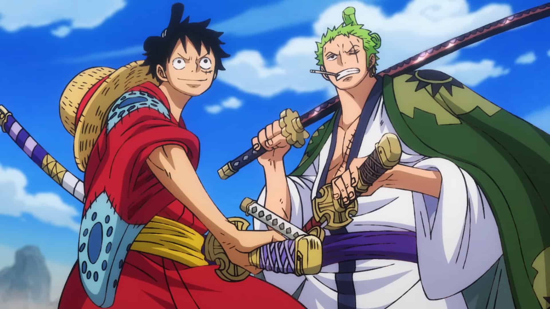 One Piece's Wano Country Arc featuring Luffy and Zoro.