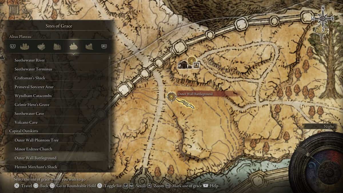 Outer Wall Battleground shown on the map.