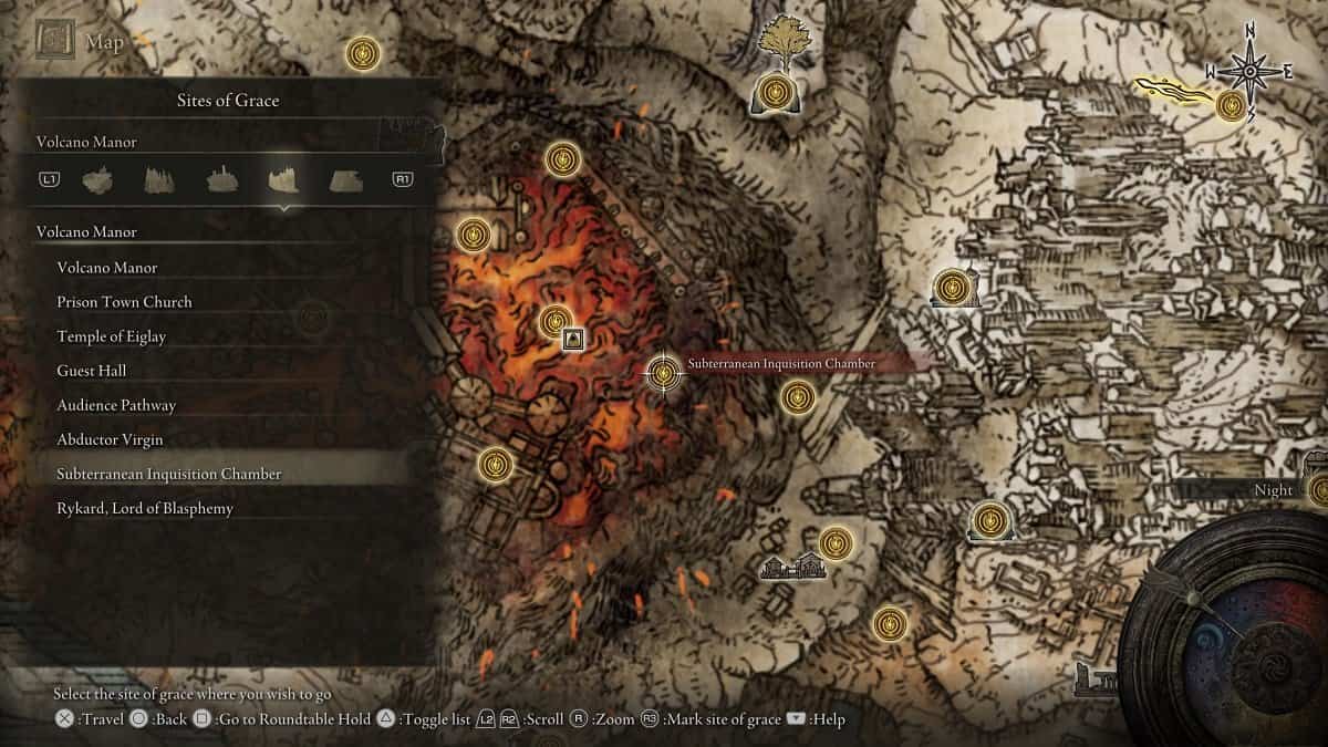 Subterranean Inquisition Chamber shown on the map.