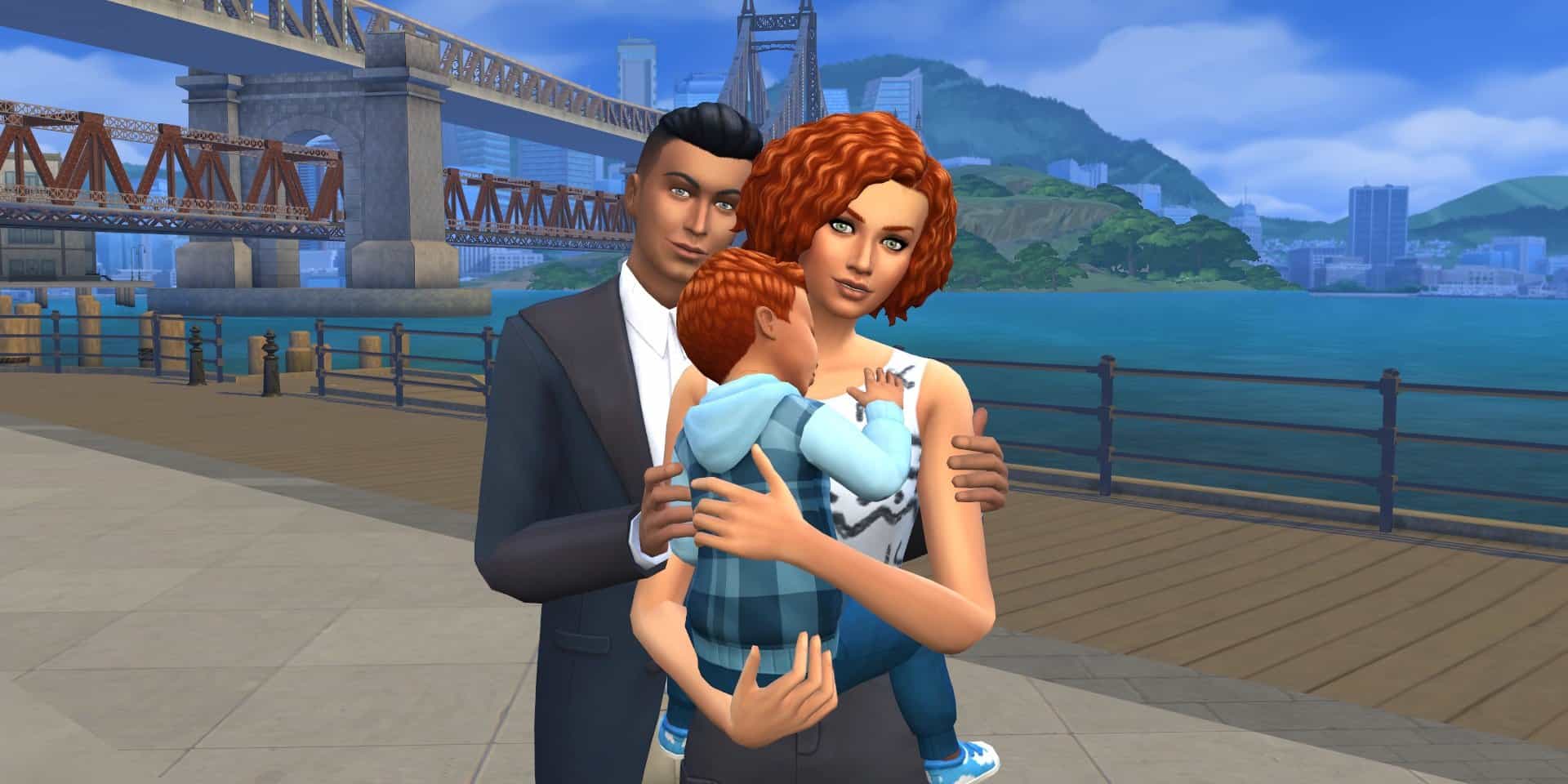 A Couple with a Child holds a pose.