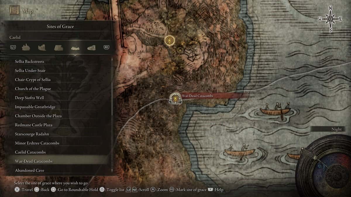 War-Dead Catacombs shown on the map.