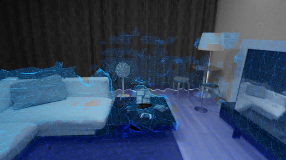 Showing a customizable room in PS VR2 headset.