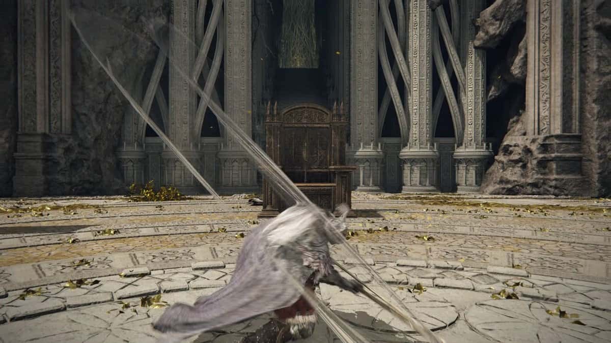Attacking while dual wielding in Elden Ring.