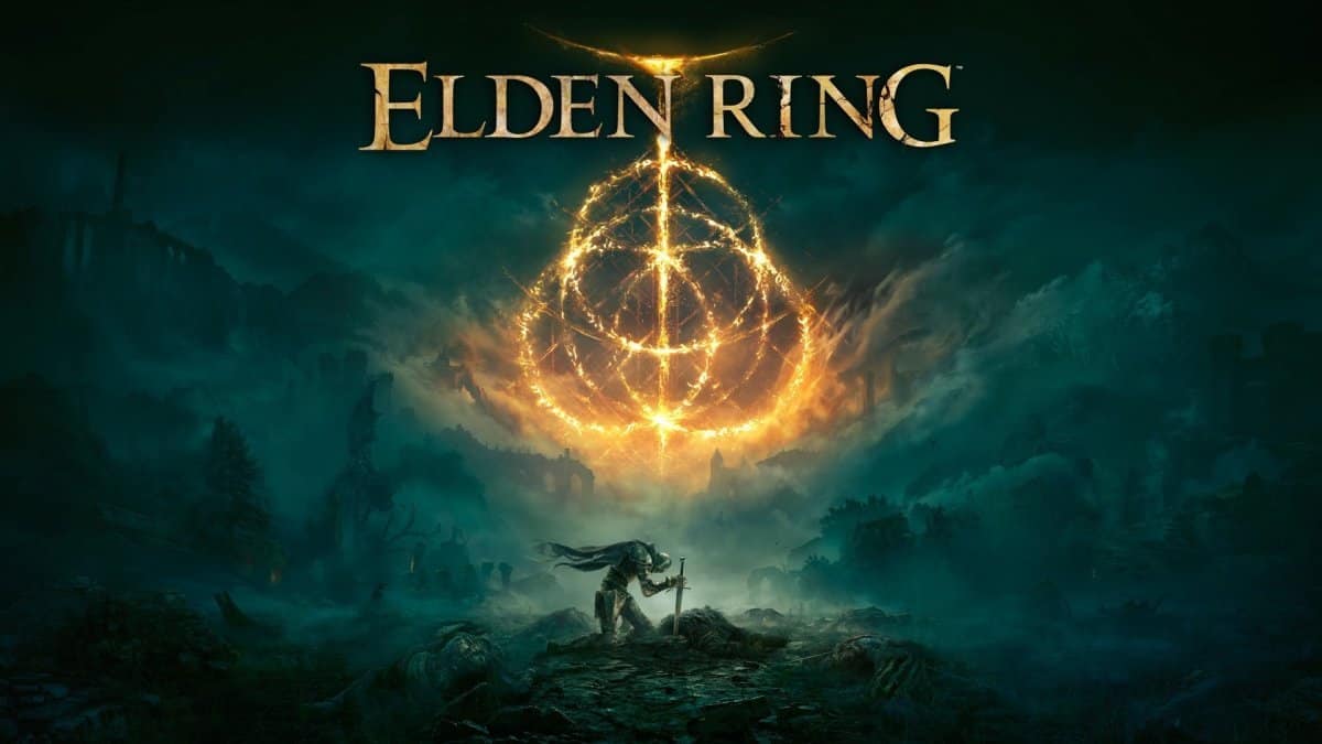 A cover image of Elden Ring with a character knelt on the ground with a sword.