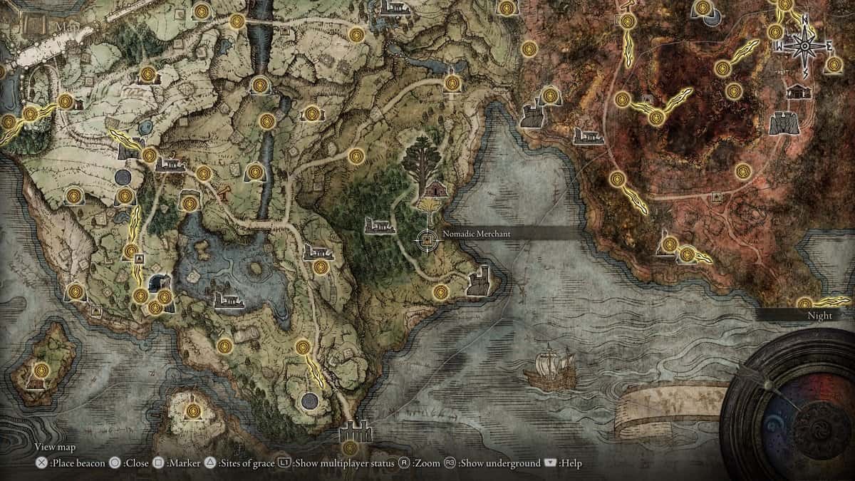 The location of the Nomadic Merchant in Mistwood.
