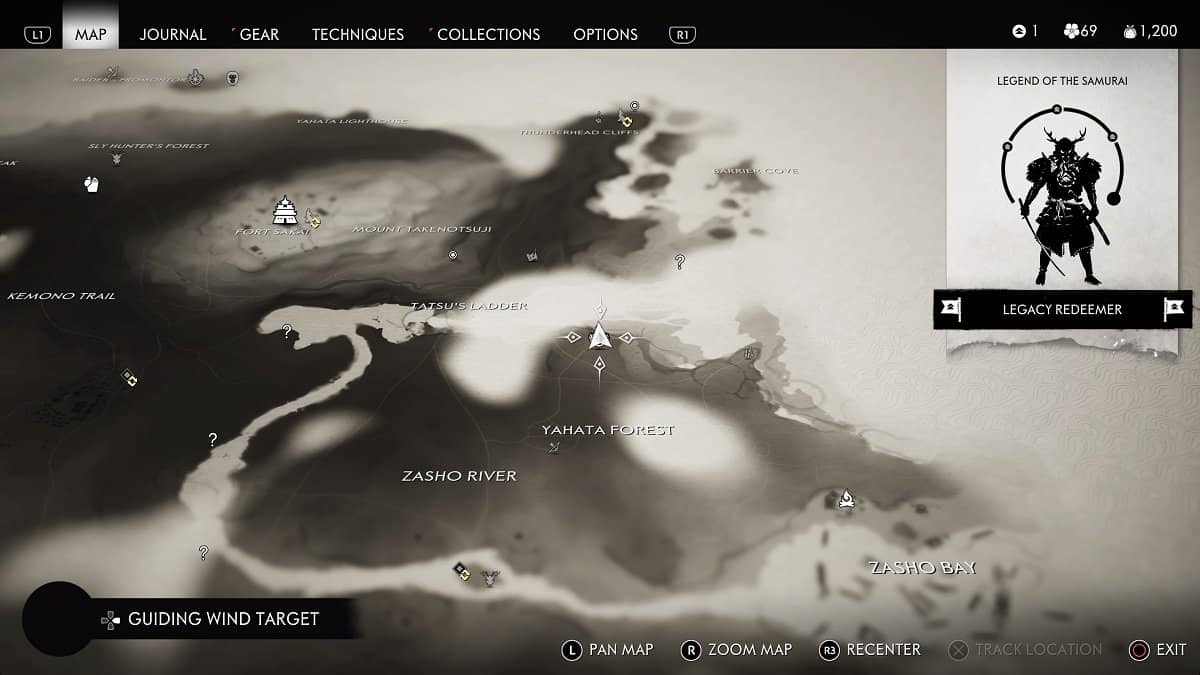 The location of the Shrine of Ash in Ghost of Tsushima.