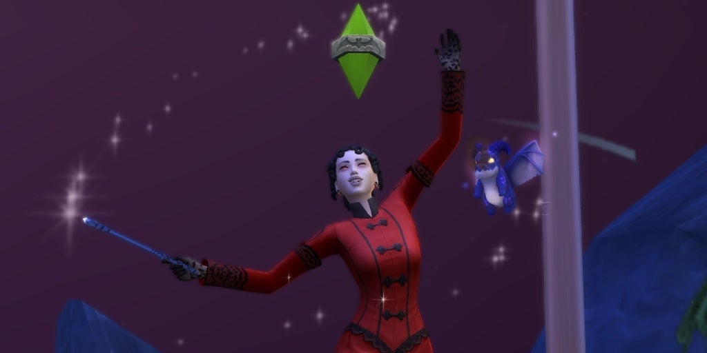 A Vampire spellcaster is doing magic in The Sims 4.