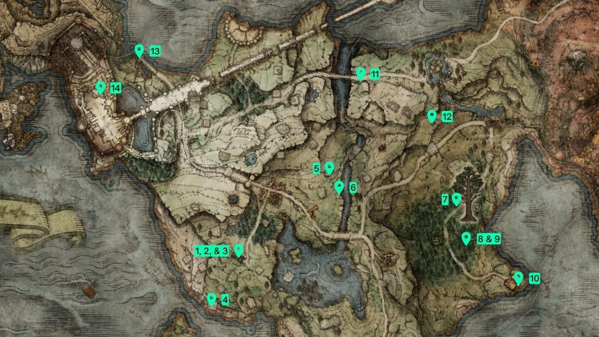 All Cookbook Map Locations in Limgrave.