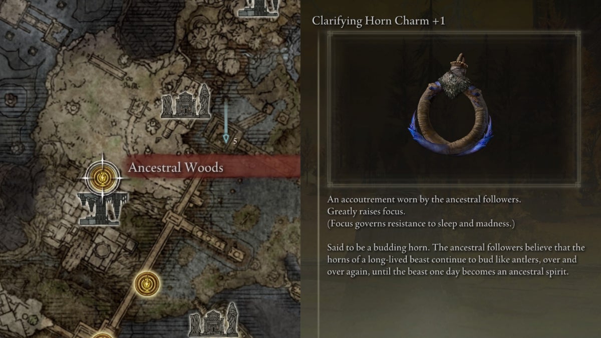 Ancestral Woods Grace and Clarifying Horn Charm +1.