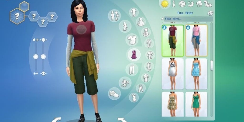 Changing a Sim's outfit in the CAS in The Sims 4.