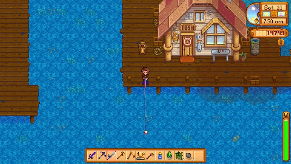 Fishing with Bait in Stardew Valley.