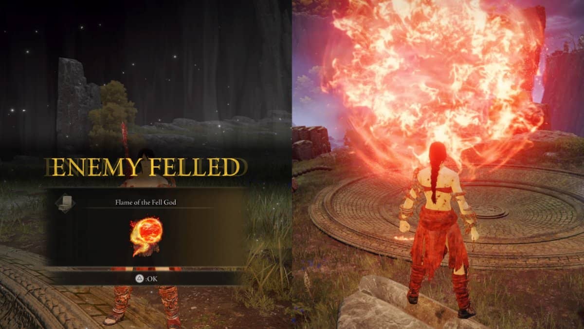 Flame of the Fell God Legendary Incantation dropped by Adan Thief of Fire in the Malefactors Evergaol.