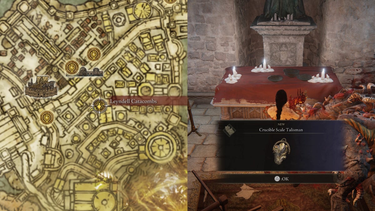 Leyndell Catacombs and Crucible Scale Talisman.
