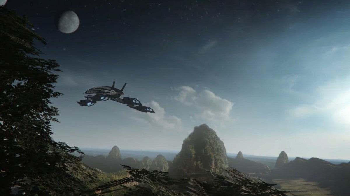 The Normandy, With Most of Its Crew Intact, Leaves the Planet After Mourning Shepard in Mass Effect 3's Good Endings.