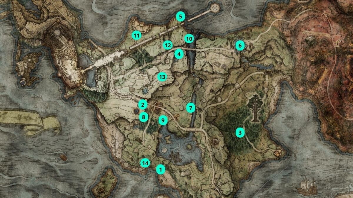Talisman Map Locations in Limgrave.