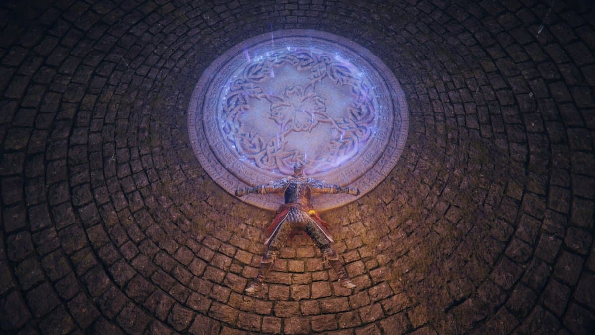 Character laying in front of an evergaol.