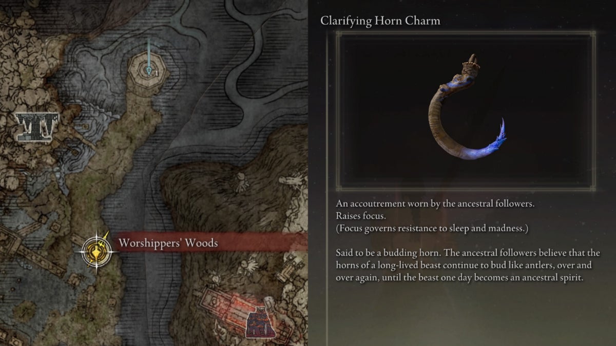 Worshipper's Woods Grace and Clarifying Horn Charm.