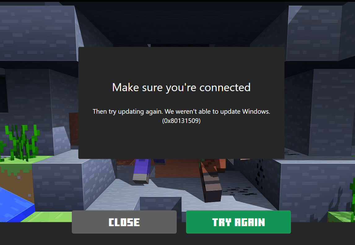 A player unable to play to Minecraft due to a connection error. This is one way in which Microsoft is ruining Minecraft.