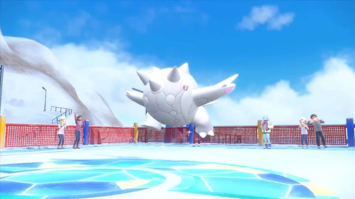 A white whale-like Pokémon named Cetitan emerges from a Poké Ball.