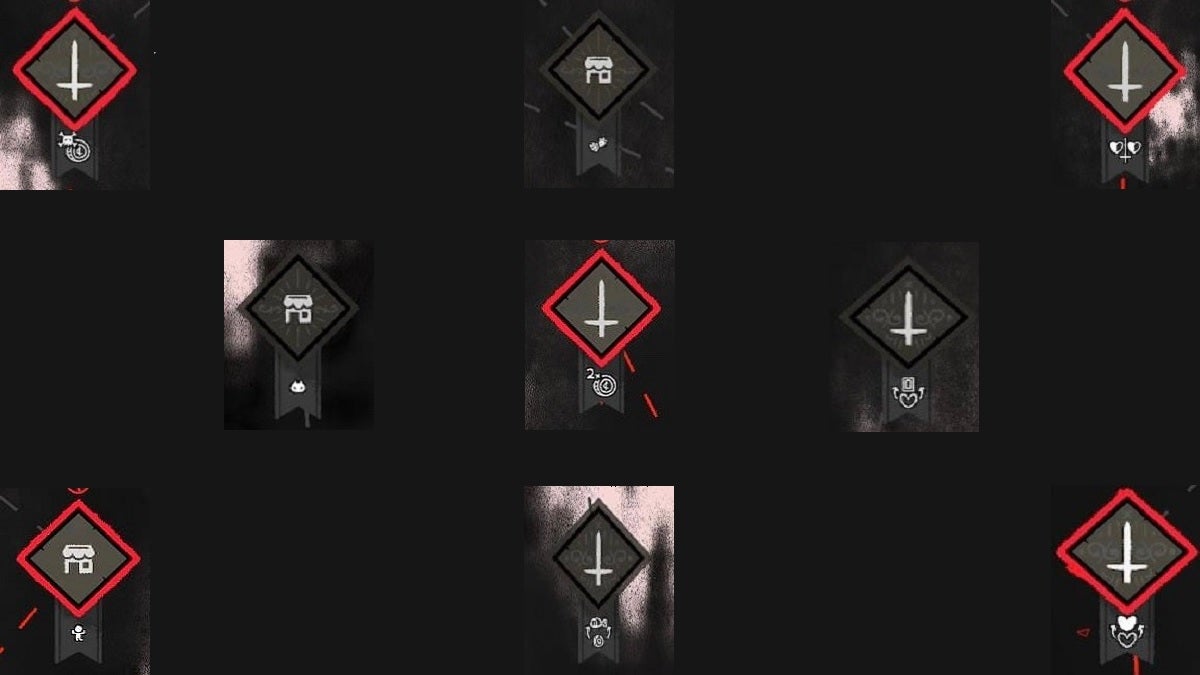 All the map banner symbols from Cult of the Lamb.