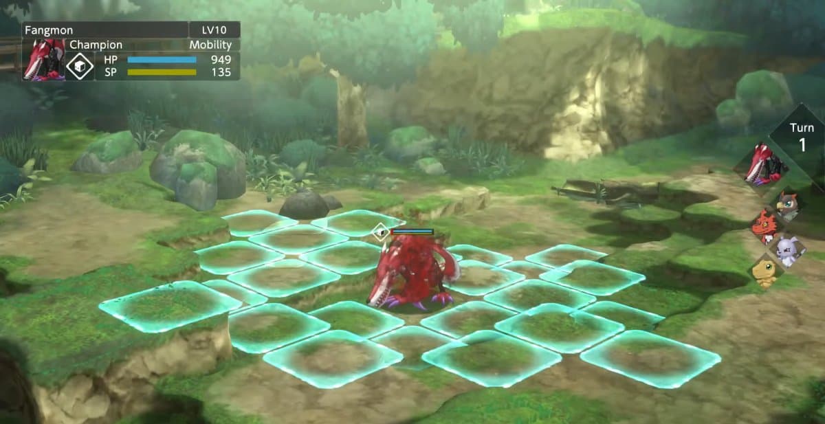 The player trying to farm Mature Enlightenment Slabs from Fangmon in battle.