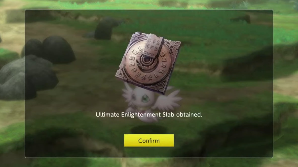 An Ultimate Enlightenment Slab next to text saying that the player has obtained one.