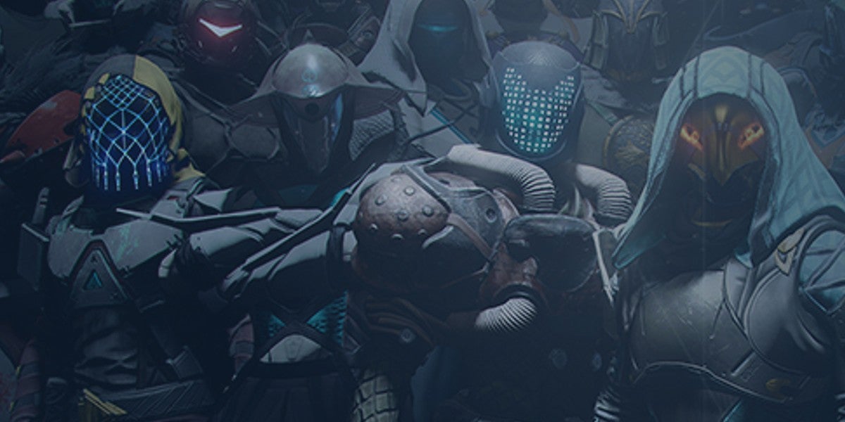 A group of guardians from different races on the Destiny 2 crossplay banner on Bungie's website.